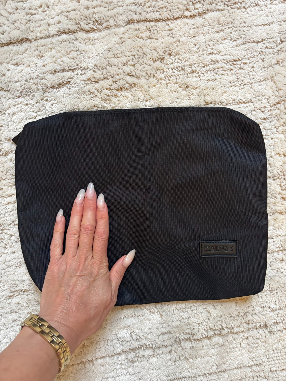 Calpak Black Nylon Zip Pouch Travel Organizer